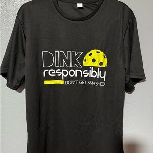 Unisex Black Graphic Pickleball Men's Shirt Size L